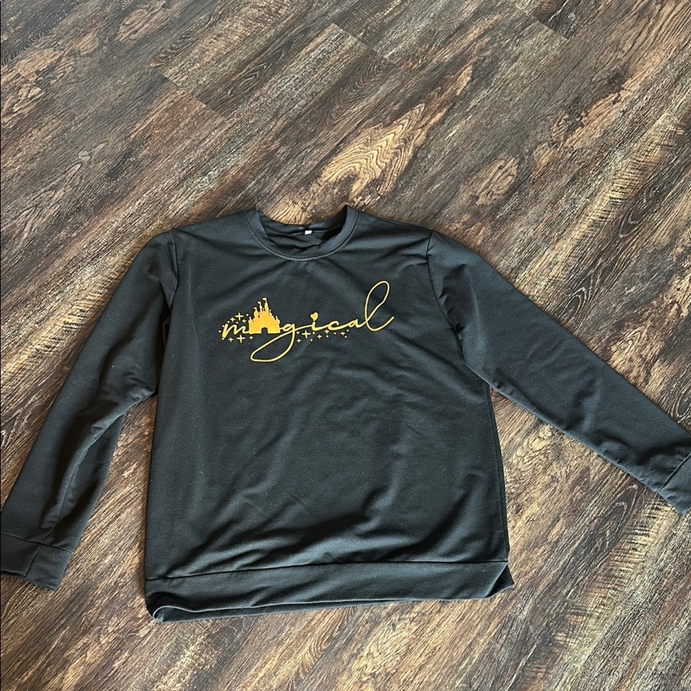 Black Sweatshirt with Gold 'Magical' Print